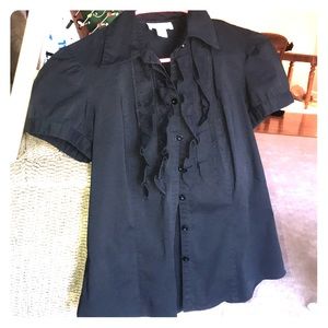 LOFT Black Button Up Blouse